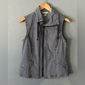 Christopher & Banks | railroad stripe | navy/white | zipper | vest | S